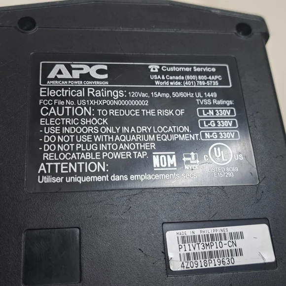 APC Power Surge Arrest 11 Outlets Tele + Coaxial 3020J Surge P11VT3 Electronics - Picture 4 of 5